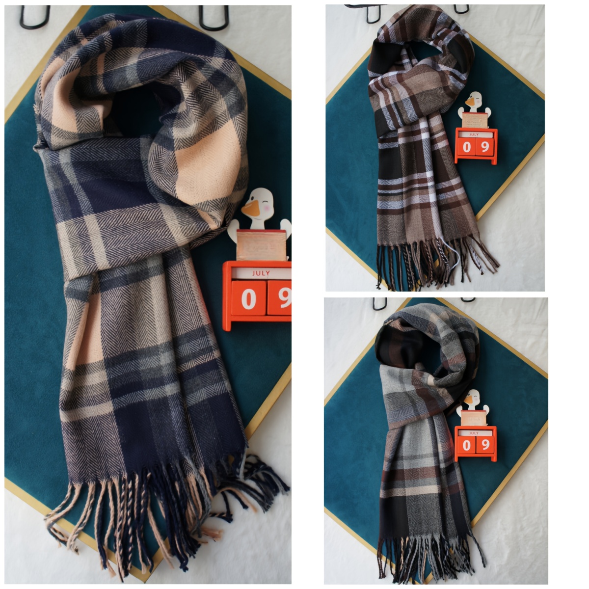 

Vintage Polyester Scarf For Men - Warm Breathable Woven Scarf, Classic British Checked Design, Hand Washable - Elegant Business Casual Long Scarf For Autumn And Winter