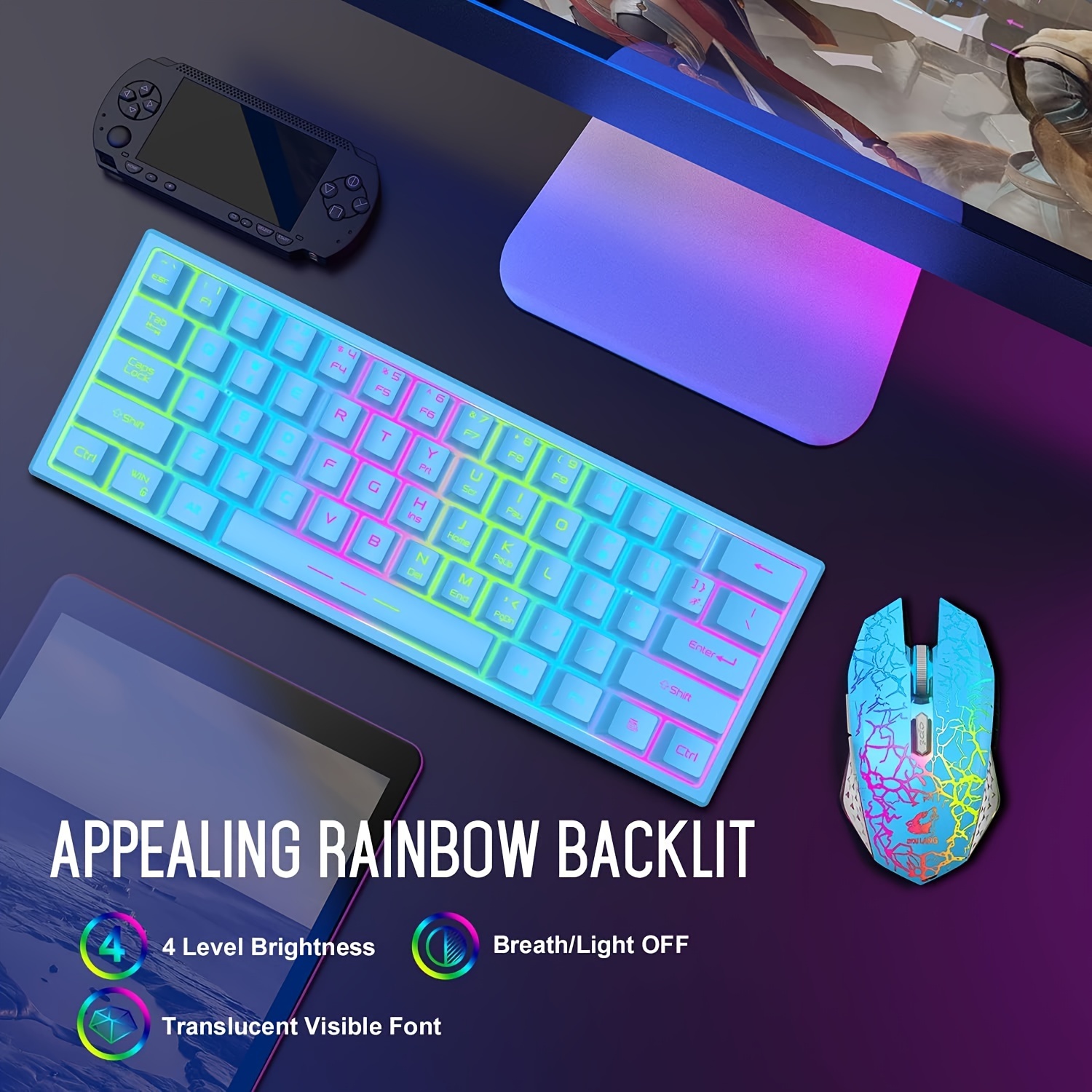 

1pc M96 Wireless Gaming Keyboard, , 2.4g Wireless, Mechanical , Rgb With Display, Pbt Keycaps, Rechargeable 2000mah Lithium Polymer Battery, Type-c Charging, 94-key For Win/mac