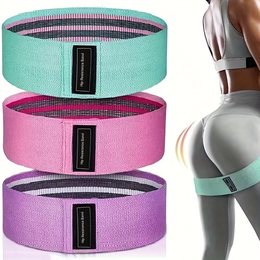 Image of 3pcs Stackable Resistance Bands Suitable For Squats, Workouts & Full- - Fitness Loop Bands With Levels, Portable For Gym, Travel - For Booty, Thigh & Strengthening ( &)