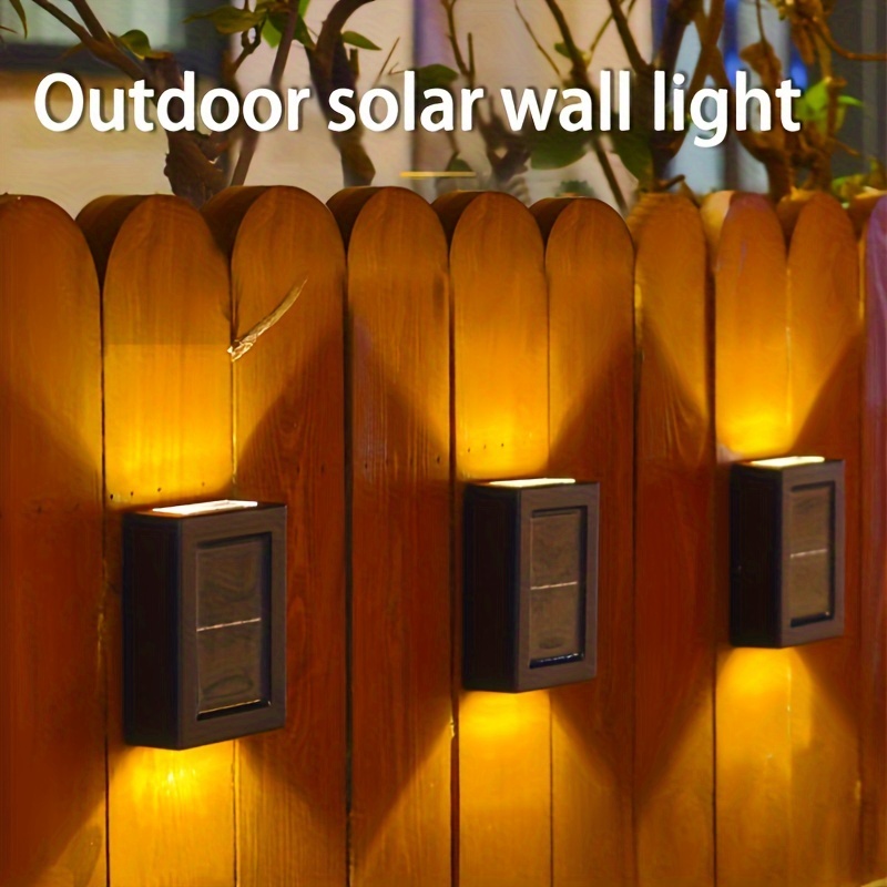 

4pcs Solar Wall Light, Up And Down, 2 Led Illuminate Outdoor Sun Light, Sensor Lamp, Outdoor Rectangle Sun Light, Waterproof, For Yard Garage Porch Garden Decor - White Light