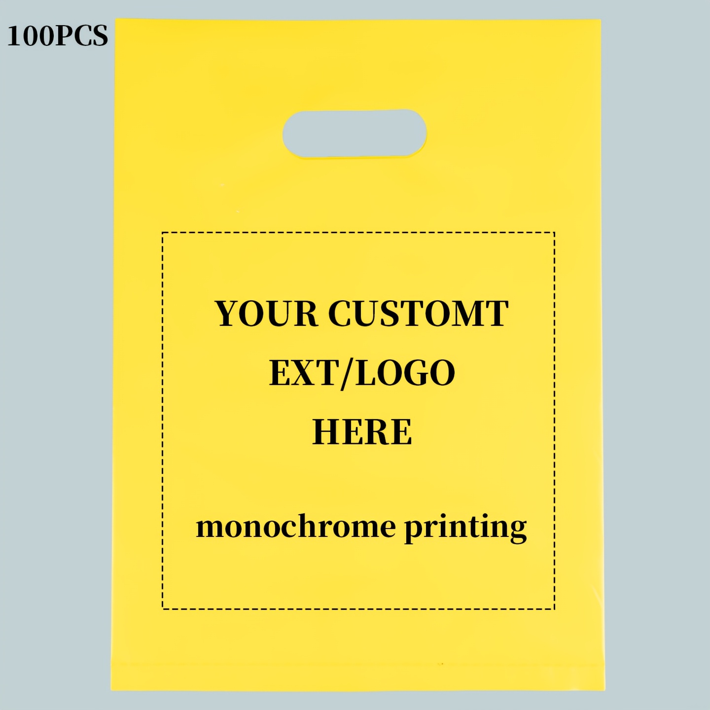 100 Custom-Printed Logo Shopping Tote Bags, Durable Plastic