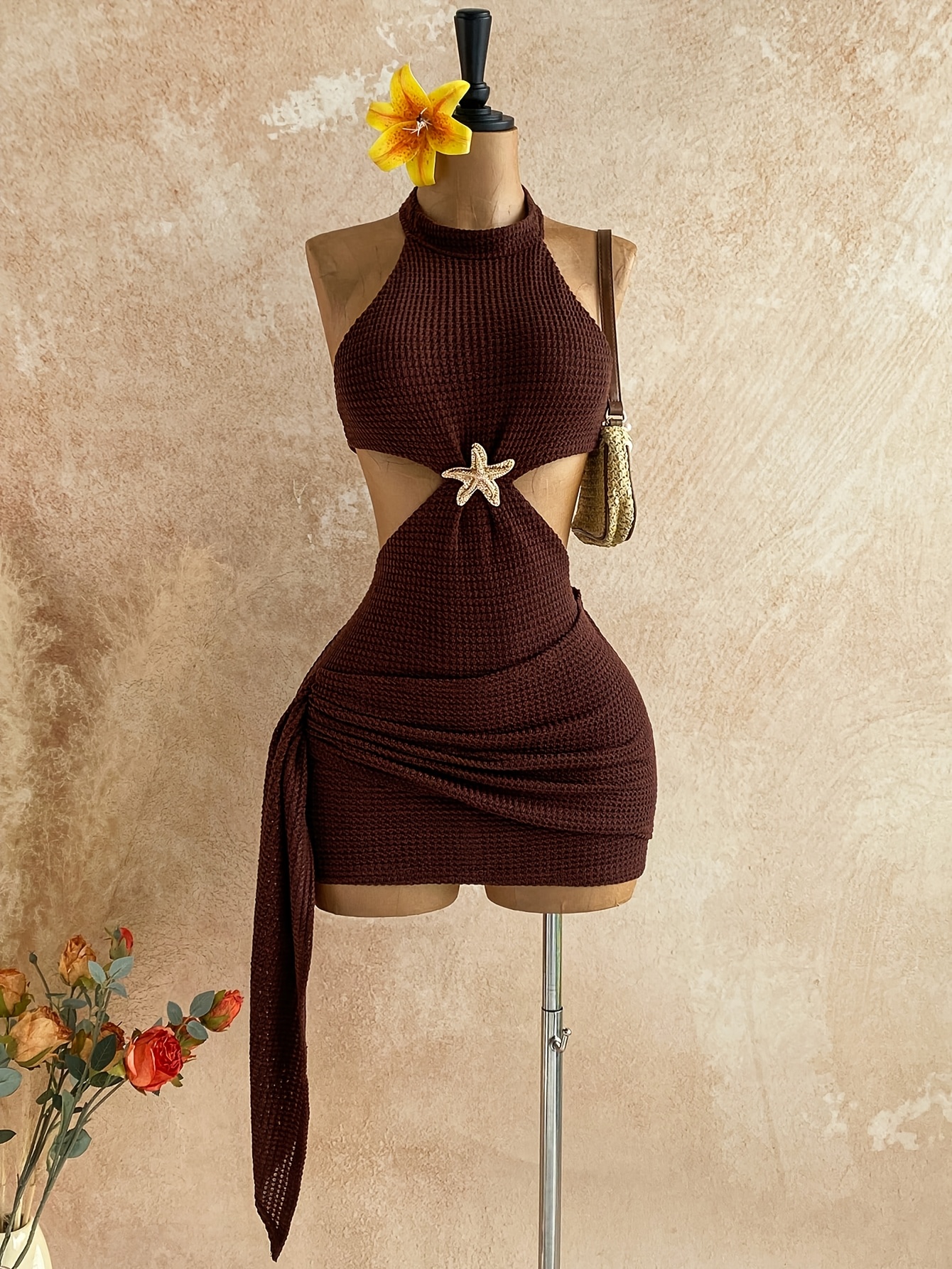 New Holiday Backless Halter Hollow * Mini Dress, Bohemian Style * [*]