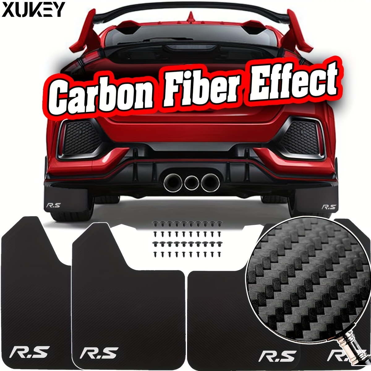 

4pcs/set Universal Car Carbon Fiber Mud Flaps Splash Mudguards Front Rear Racing Sport Fender Flare Body Kit Protection Wheel