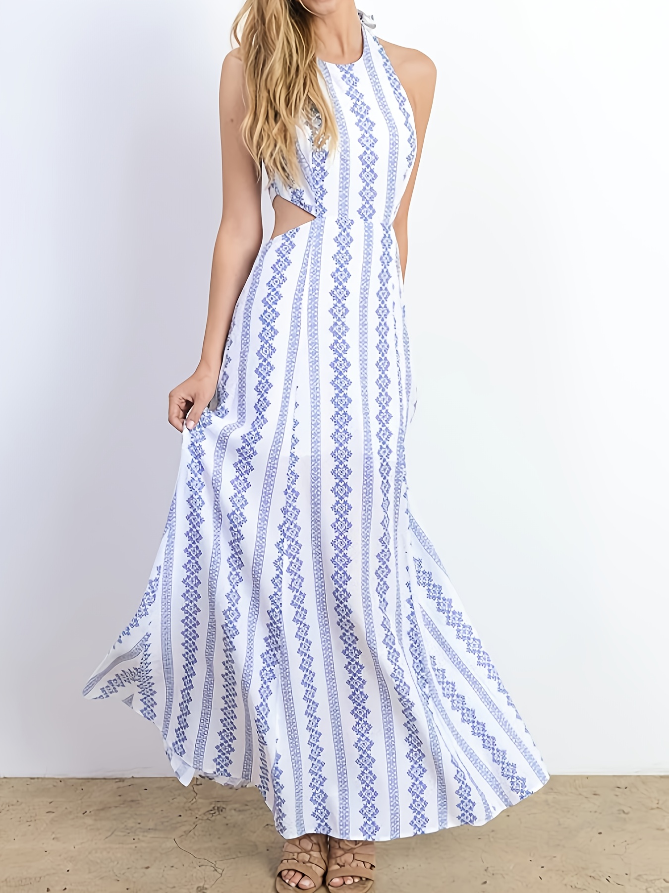 halter neck dress midi length Alanna Halter Cowl Neck Midi Dress main image 0