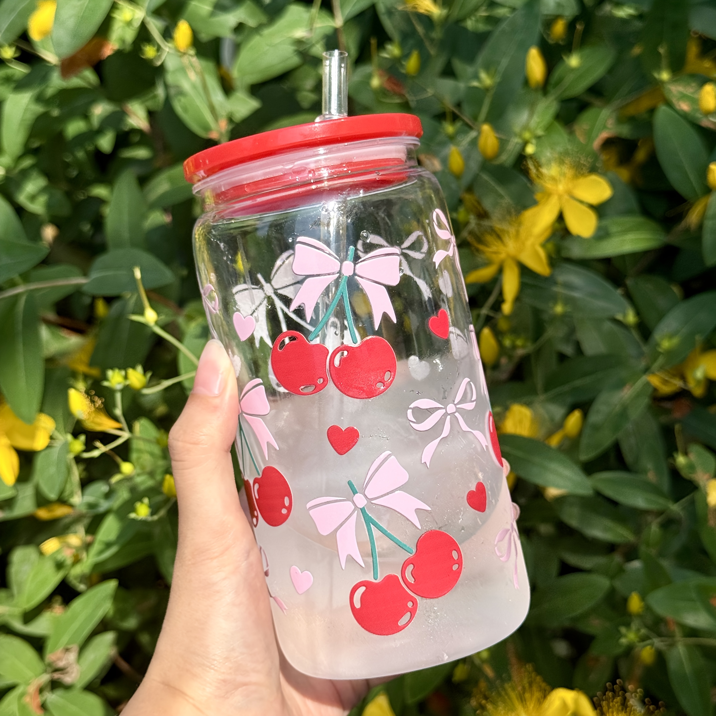 16oz cherry print plastic water cup durable portable easy - Temu United  Arab Emirates