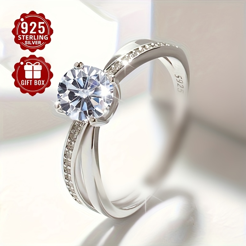 

1pc Adjustable 925 Silvery Ring, Using Synthetic Cubic Zirconia, Elegant And Sexy, Silvery Foil, Very Suitable For Wedding And Gift , Valentine's Day Gift, Suitable For All , About 2.85g