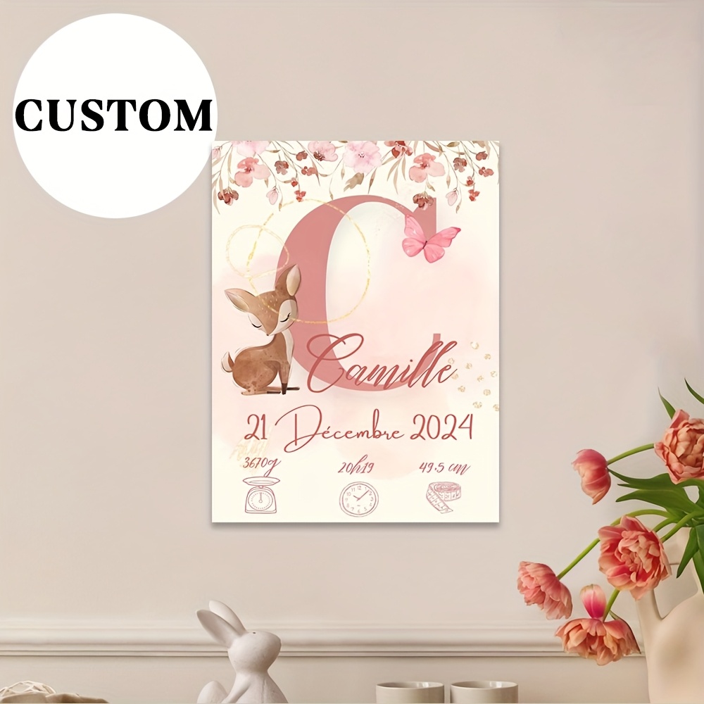 TEMU Art sur toile personnalisé 2D plat, 2D plat, décoration murale cadre 1pc – Nom personnalisé avec , . Un cadeau unique et élégant pour les