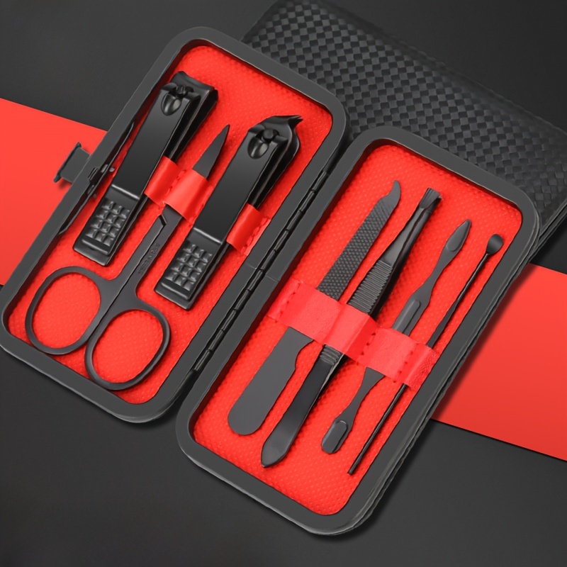 TEMU 7pcs Deluxe Manicure Set With Travel Case - Stainless Steel Nail Clippers, Cuticle Trimmer & Foot Care Tools - Grooming Kit, Hand Care Tools