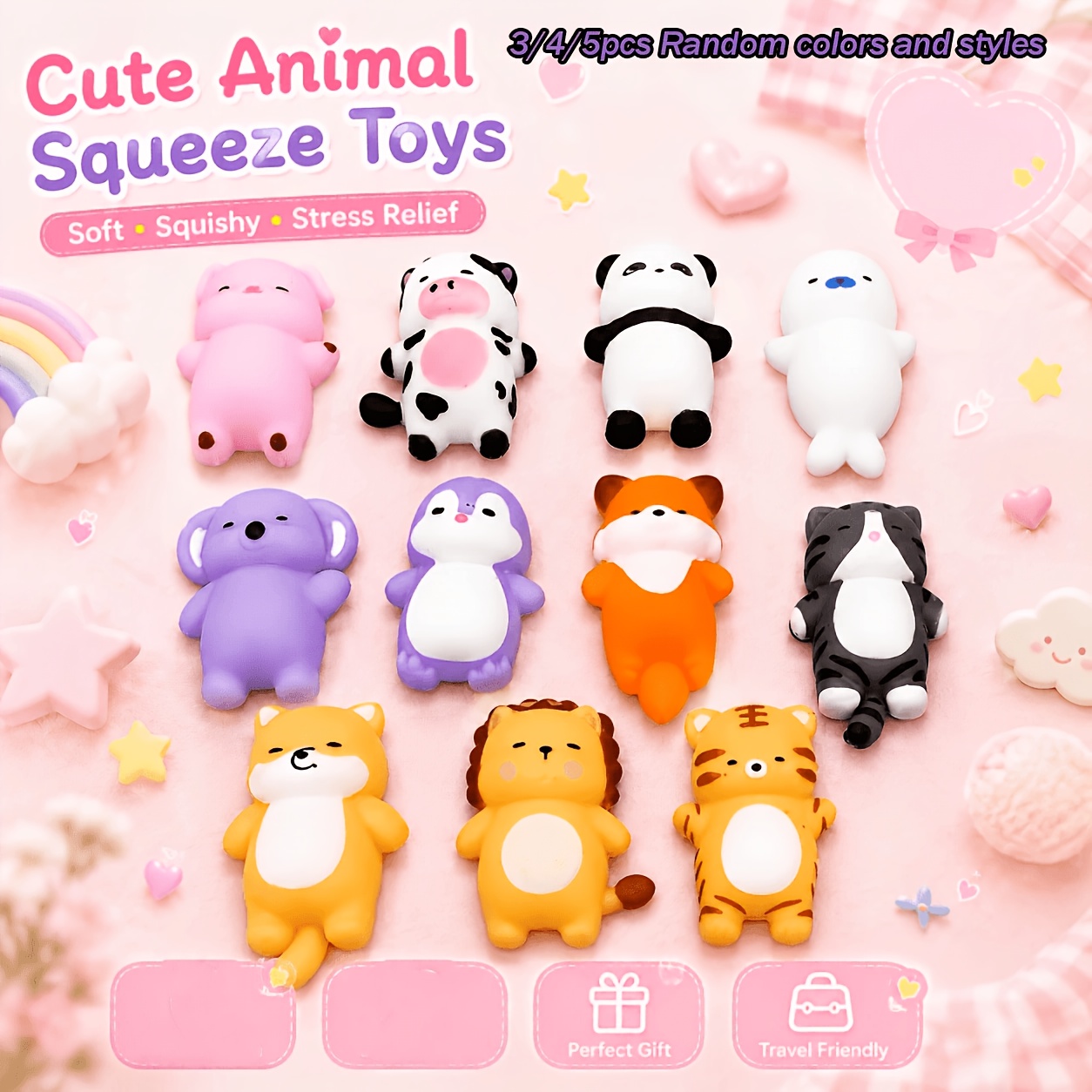 Cute Soft Squeeze Toys, 5pcs Random Styles
