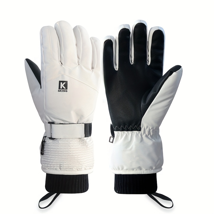 TEMU A Pair Professional Long Ski Gloves, With Built- For Winter, Non-permeable, Thickened Warm Fleece Lining Winter Warm Gloves, Touch Screen,