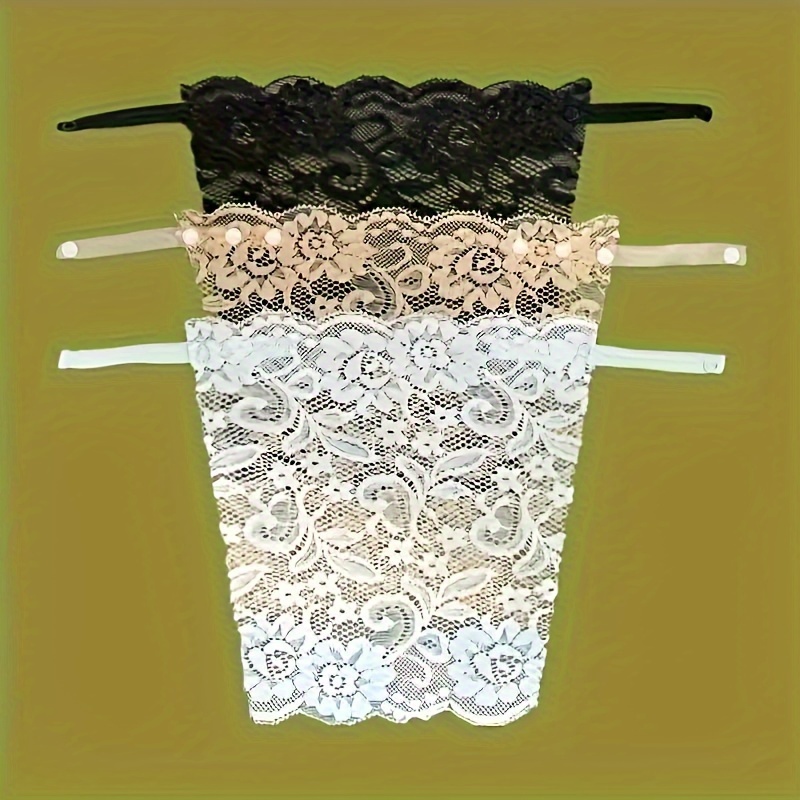 3pcs Elegant Floral Bra Inserts, Polyamide Woven Lace Shield Pads, Anti-glare Comfortable Lingerie Enhancers for Women, Solid Color Bra Accessories
