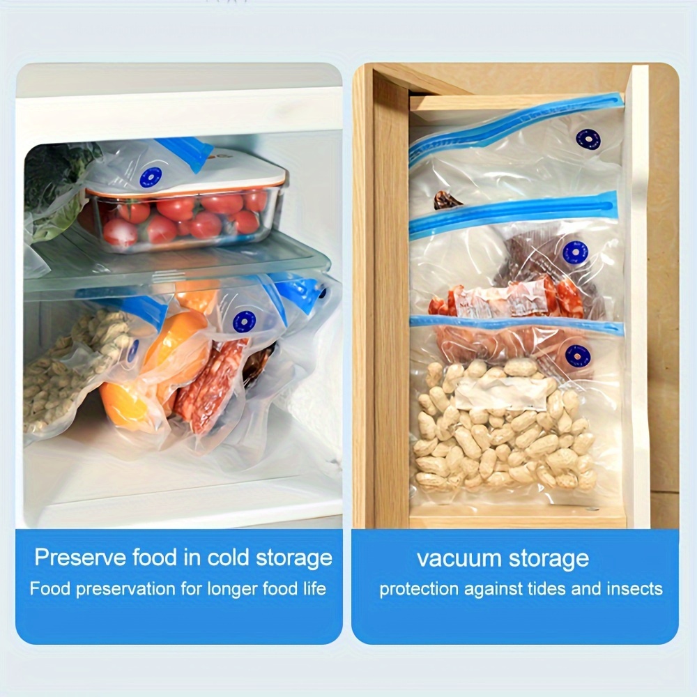   20-pack vacuum food storage bags set with clips & hand pump - self-sealing plastic zipper bags for freshness preservation & meal prep - food-safe, no electricity needed - ideal for holidays details 11