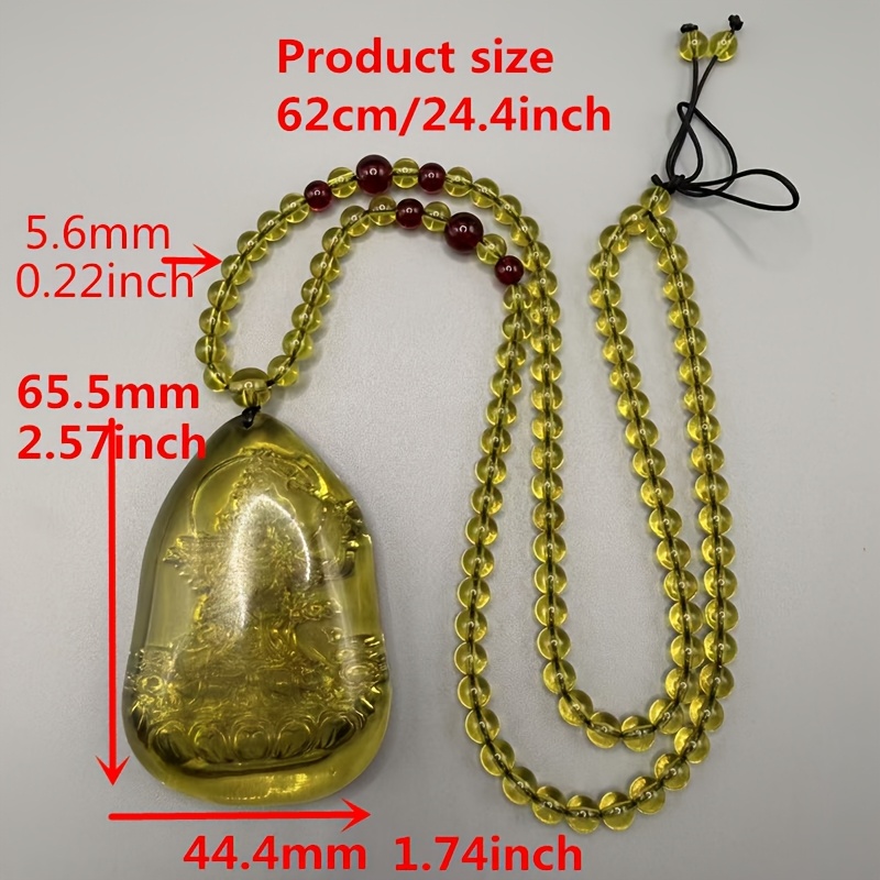 Dominican Amber Ksitigarbha Bodhisattva Pendant Necklace