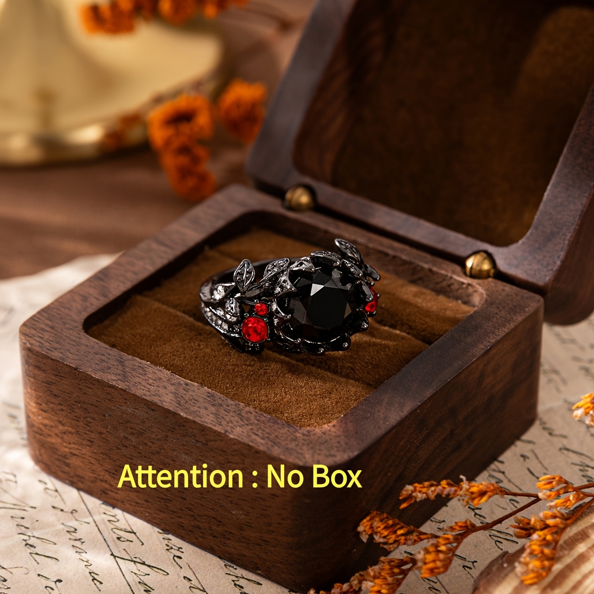TEMU 1pc Popular Women's Gothic Style Exquisite And Synthetic Zirconia Ring For Wedding, Engagement, Gathering, Party Jewelry Gift