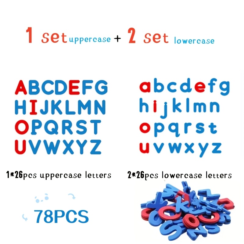 Image of 26/78pcs English Letter Magnetic Stickers Number Refrigerator Magnetic Stickers Educational Children's Toys - Perfect Gift For Kids Learning To Spell!