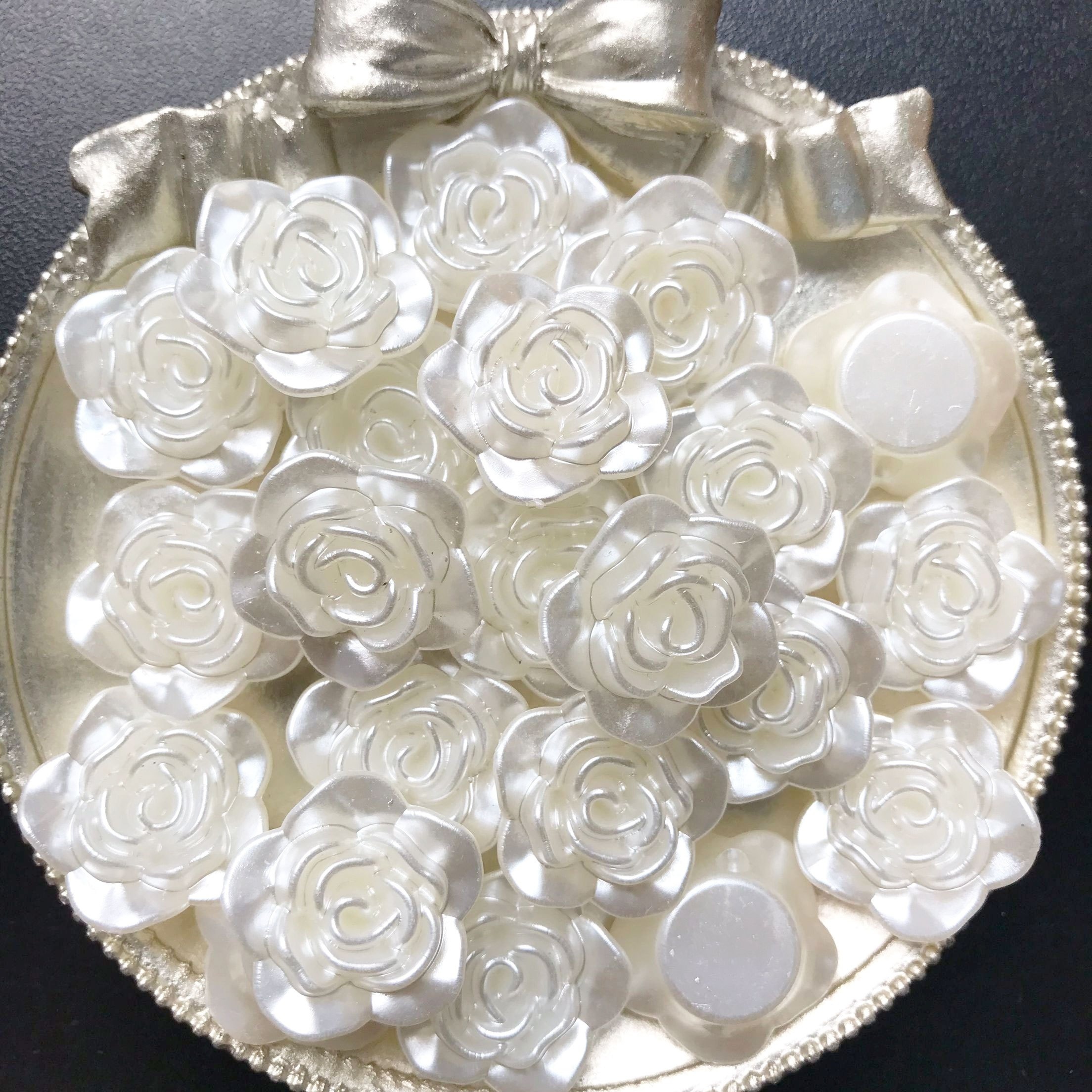 

Ivory Acrylic Rose Beads For Diy Crafts – 30pcs, 20mm For Jewelry And Phone Case Decoration