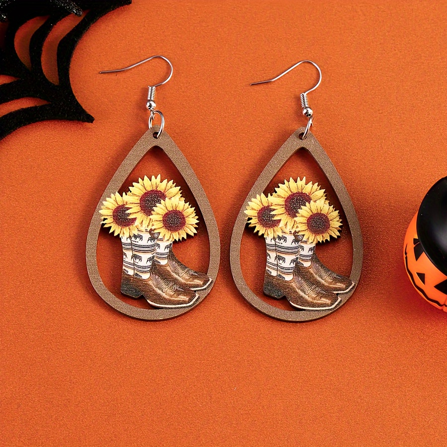 

1 Wooden Sunflower , , Alloy Ear , Women' , For , , Halloween, All- Round