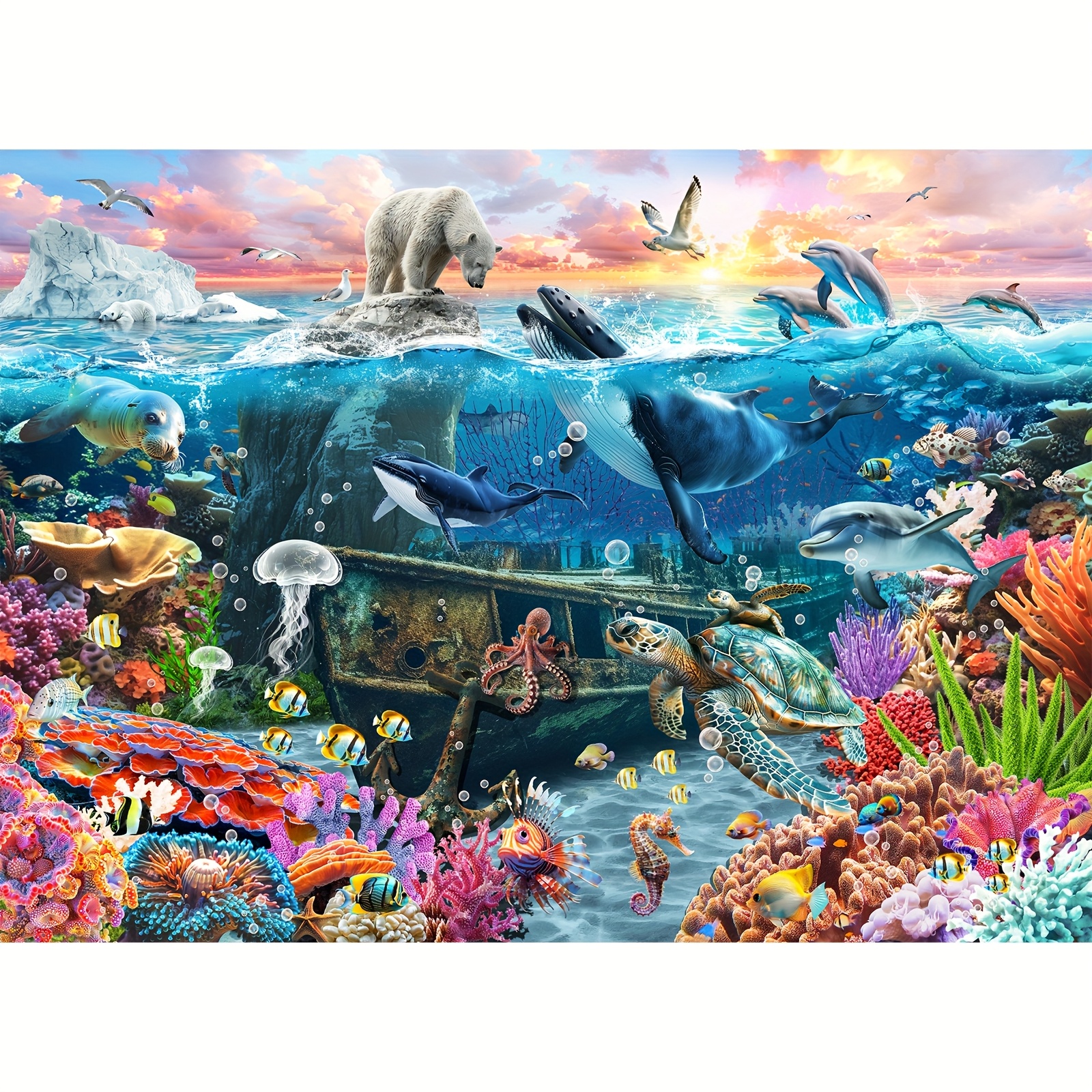 

1000pcs Marine Cardboard Irregular Seamless Puzzle, Suitable For Adult Families, Suitable For Birthday And Christmas Gifts Diy Adult Puzzle Game