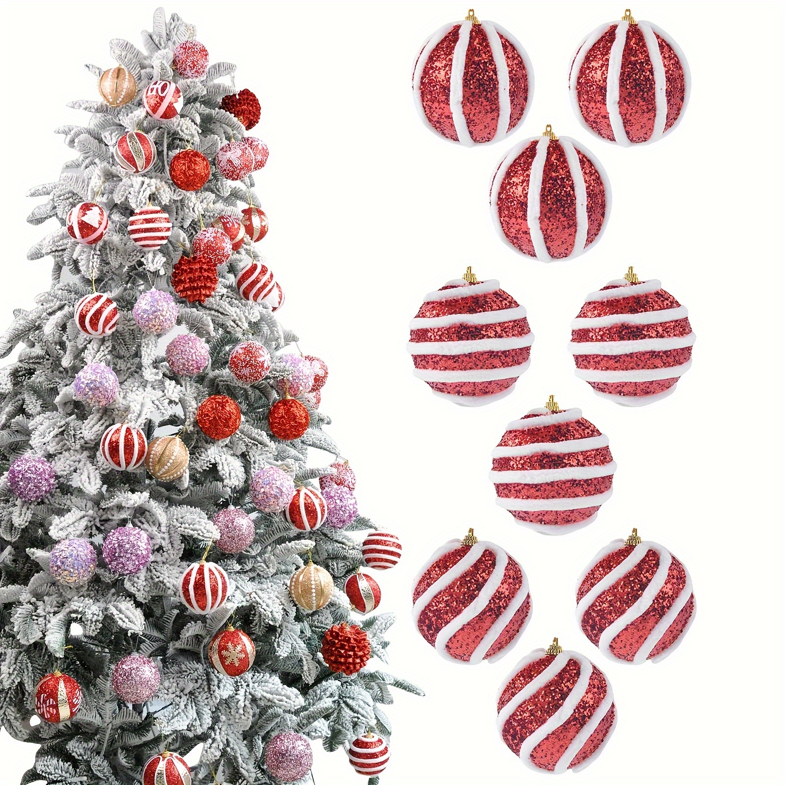 

[ ] 9pcs 3.15" Christmas Ornaments - Plastic For Decoration, For &