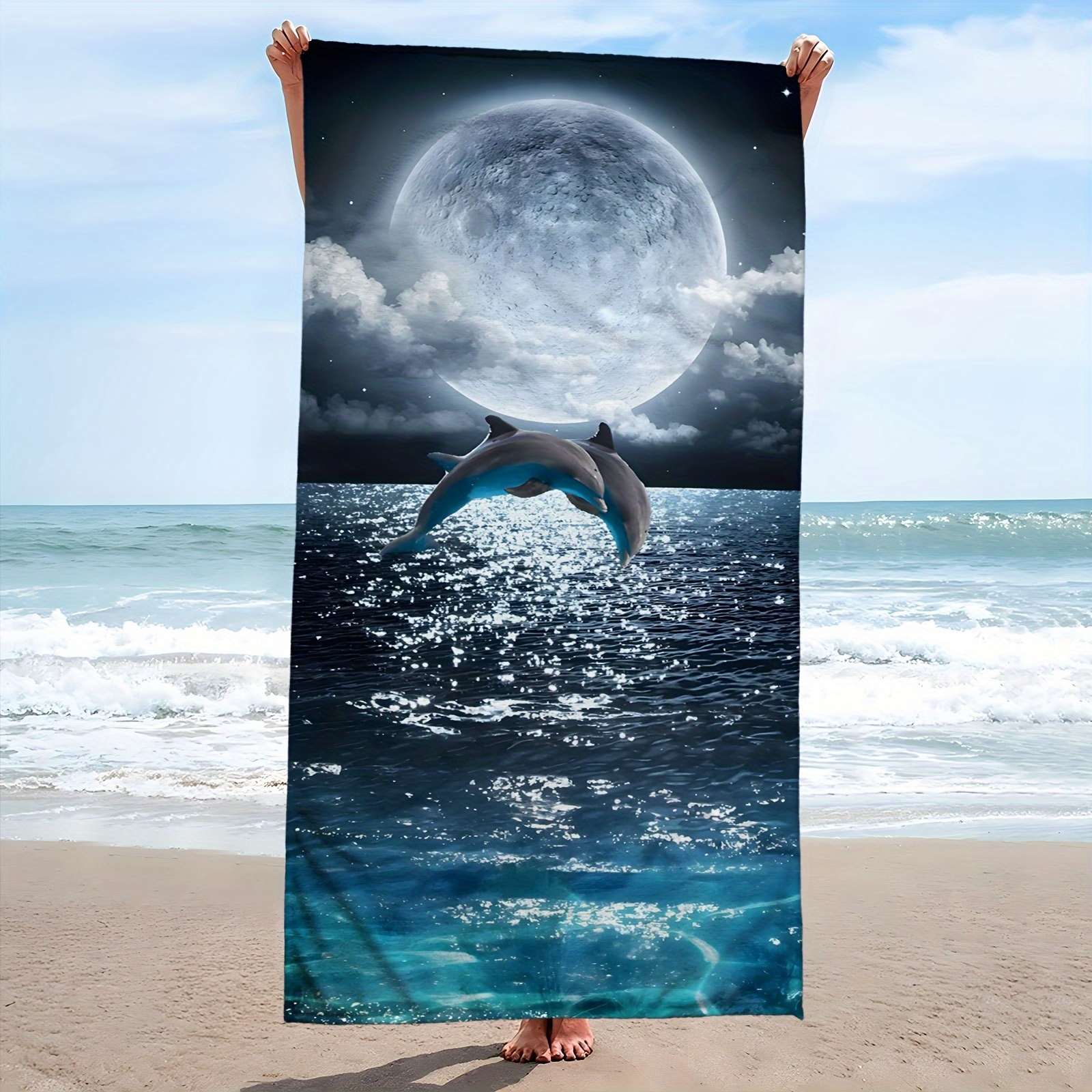 TEMU A Beach Towel Featuring Design, Made Of Microfiber And Extra Large, Absorbent For Use , Pool, During Diving, Surfing, Yoga, Or Camping, Suitable