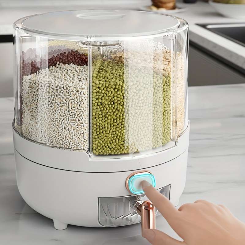 rotating multi compartment rice dispenser insect moisture proof large capacity grain storage container for home use details 9