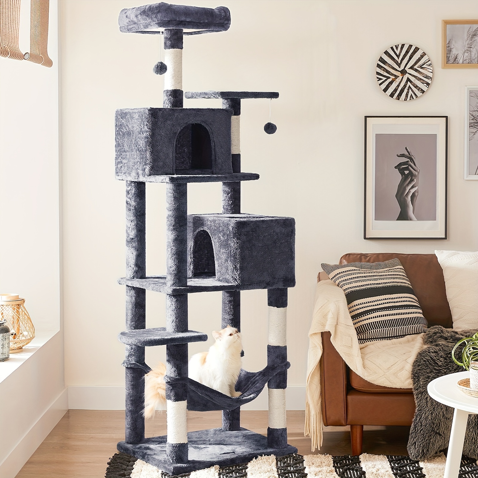 

Feandrea Cat Tree, 75.2-inch Cat Tower For Indoor Cats, Plush Multi-level Cat Condo With 5 Scratching Posts, 2 Perches, 2 Caves, Hammock, 2 Pompoms