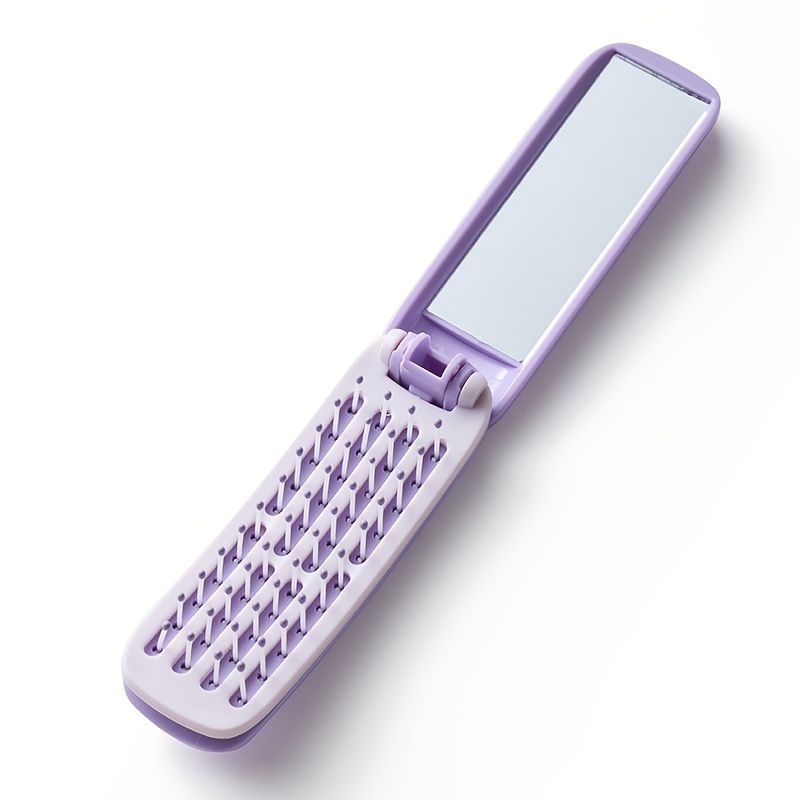 TEMU A Hairbrush That Cleans Itself And Includes A Mirror, Designed For Women And Girls, Featuring A Compact And Portable Design Suitable For Work,