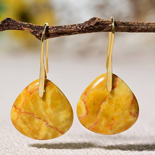 item picture 1 pair multicolor stone teardrop earrings fashionable bohemian womens earrings for spring and summer perfect clothing additions with golden ear hooks holiday gifts