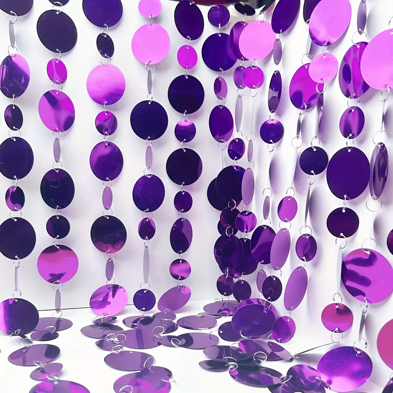 TEMU 3 pièces, , 118,11 pouces, violet, brillant, , mariage de rêve, décoration suspendue en PVC pailleté, décoration de fond de porche de mariage,