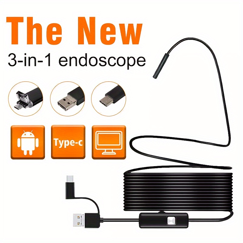 

Endoscope Camera Waterproof Endoscope Borescope Adjustable Soft Wire 7mm Android Type-c Usb Inspection Camea For Car