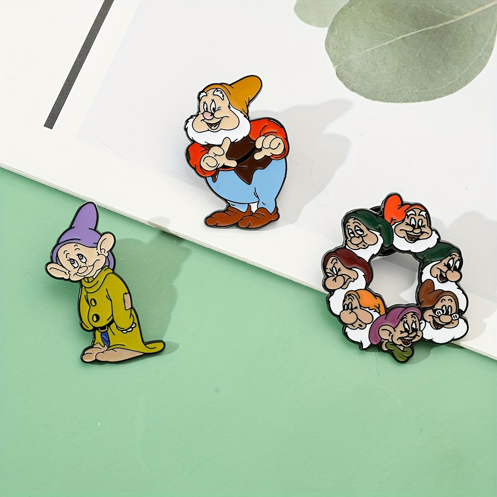 3pcs     dwarfs enamel pins, cute   zinc alloy brooches, metal badges for clothing and backpacks, ideal for christmas gift and party accessory,   wear details 1