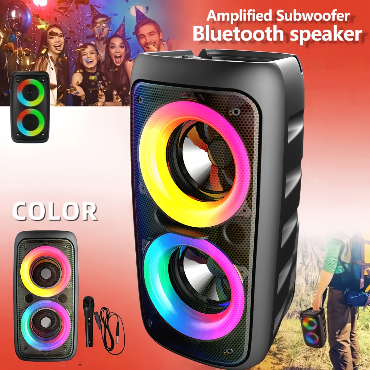Portable Wireless Speaker System With Subwoofer - , Dj, Surround Sound 5.2, Tws Compatible, Usb/tf Card Support, For Rgb & Low Frequency - Dual Speakers & Amplifier For Outdoor, Parties Gift