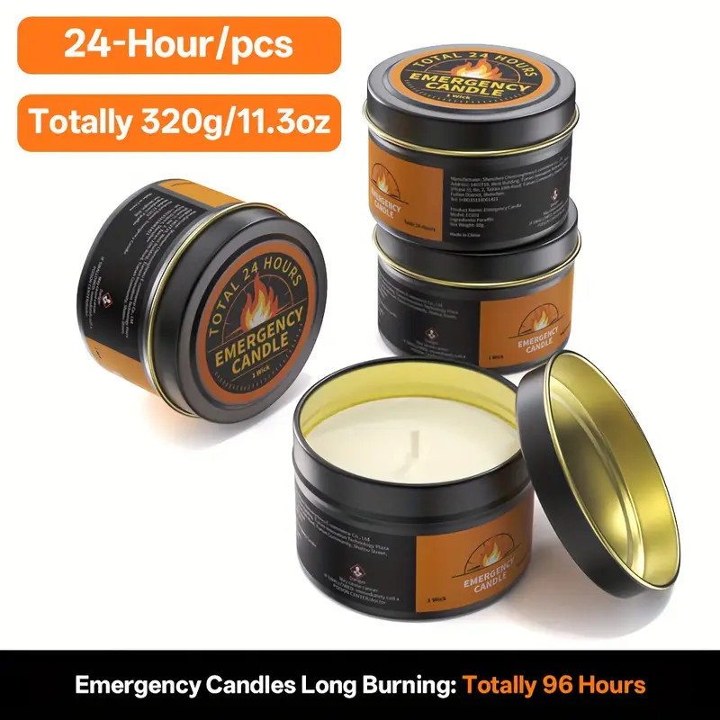 long lasting emergency survival candle 24h burn for blackout camping earthquake kit 4 pack emergency candles survival gear for home emergency preparedness supplies emergency candles smokeless camping stuff emergency kit supplies camping essentials blackout preparedness compact candle smokeless flame burn wax readiness Product details 0