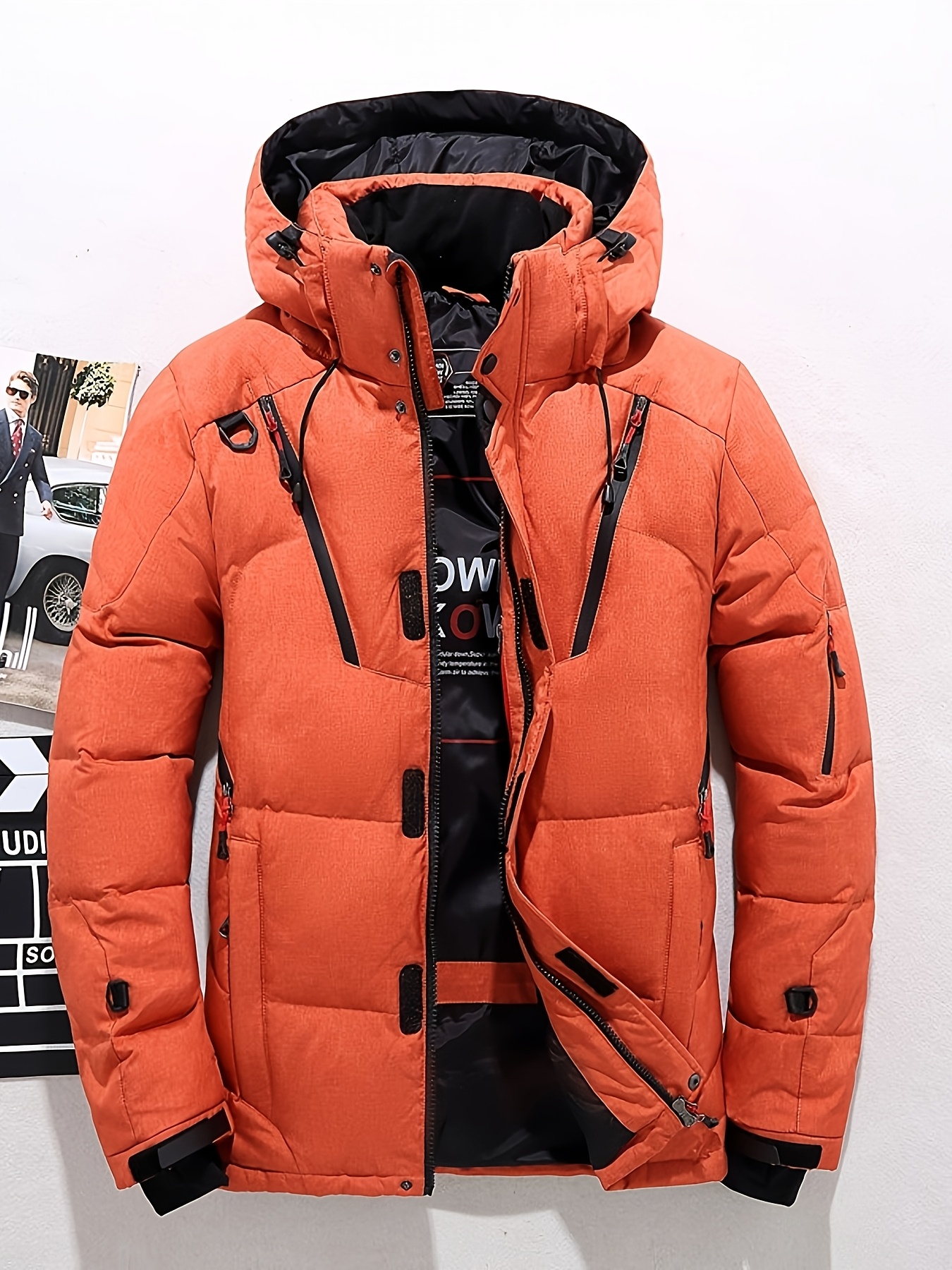 mens down jacket thickened and lined padded coat mens padded coat versatile for outdoor casual and daily wear hooded down jacket style fluffy and warm for winter outdoor   suitable for snowy travel thickened down outerwear