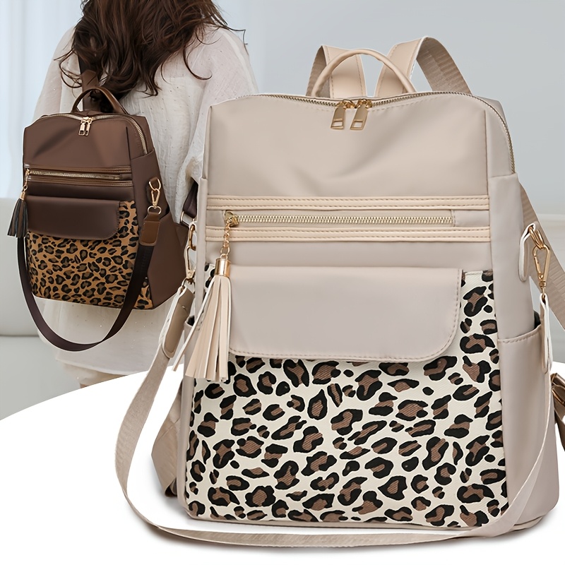 chic leopard print womens backpack versatile - Temu display picture 2