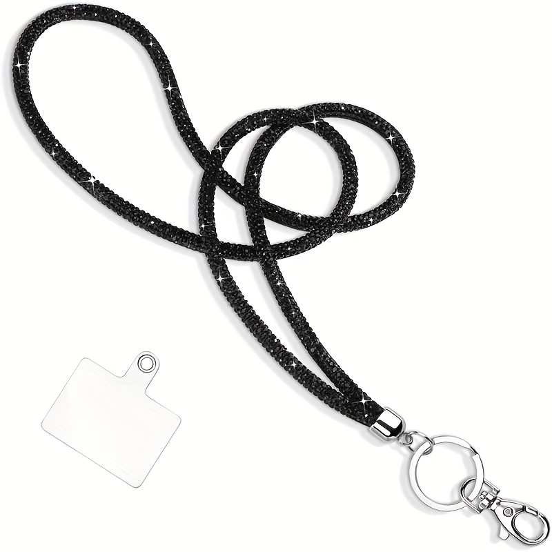TEMU 2d 1pc Multicolor Crystal Lanyard, Elegant Bling Rhinestone Keychain Holder, Badge Id Neck Strap, Durable Phone Hook & Wrist Keyring Cord