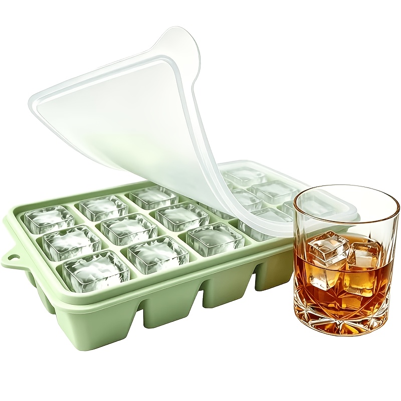 TEMU 1 Large Ice Trays, 15 Compartments With Lids - Made Of High-strength Silicone, Surface, Low-temperature Resistant, Easy To Clean, Perfect For