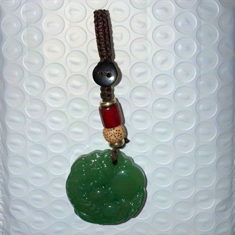 Image of 2 Natural Jade Pixiu Keychains, Wealth And Treasure, Handmade Double-sided Shui Car Key Pendant, Suitable For Men And Women - Father's Day Gift (green/white/black)