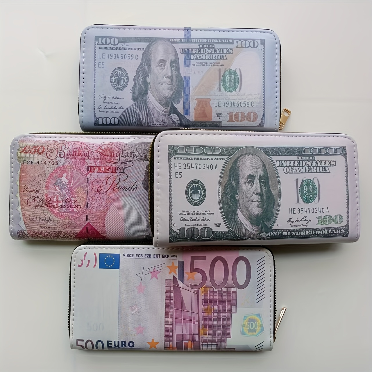 

Novelty Currency Design Long Wallet For Men And Women, Large Capacity Clutch With Multiple Card Slots, Unisex Casual Pvc Creamy White Wallet, Perfect Gift For