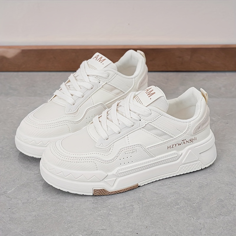 Zapatillas De Deporte Con Plataforma Para Mujer, Zapatos Casuales Con  Cordones Para Exteriores, Cómodos Zapatos De Skate Bajos