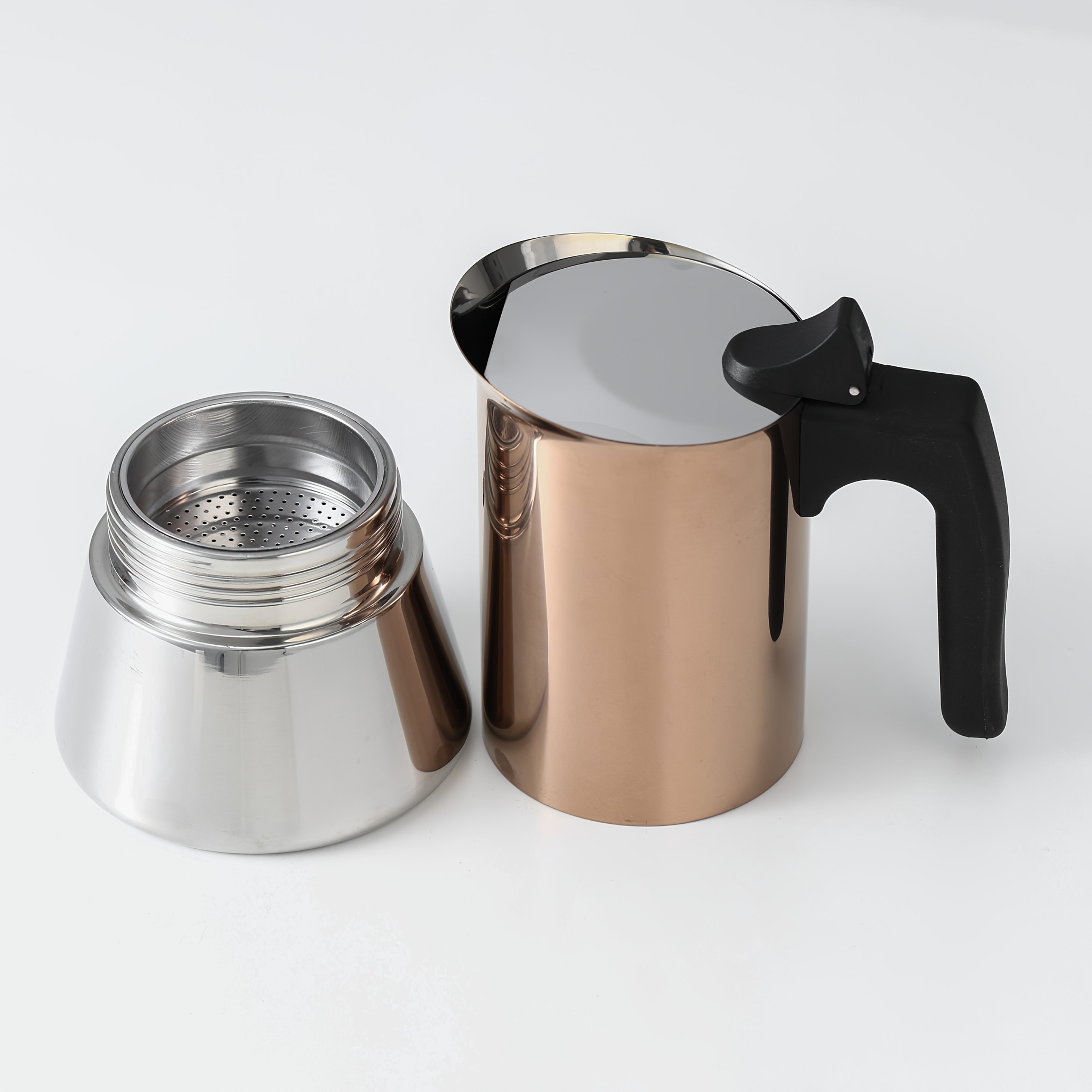 Rose Gold-Plated Italian Espresso Maker, 2/4/6/9-Cup Capacity