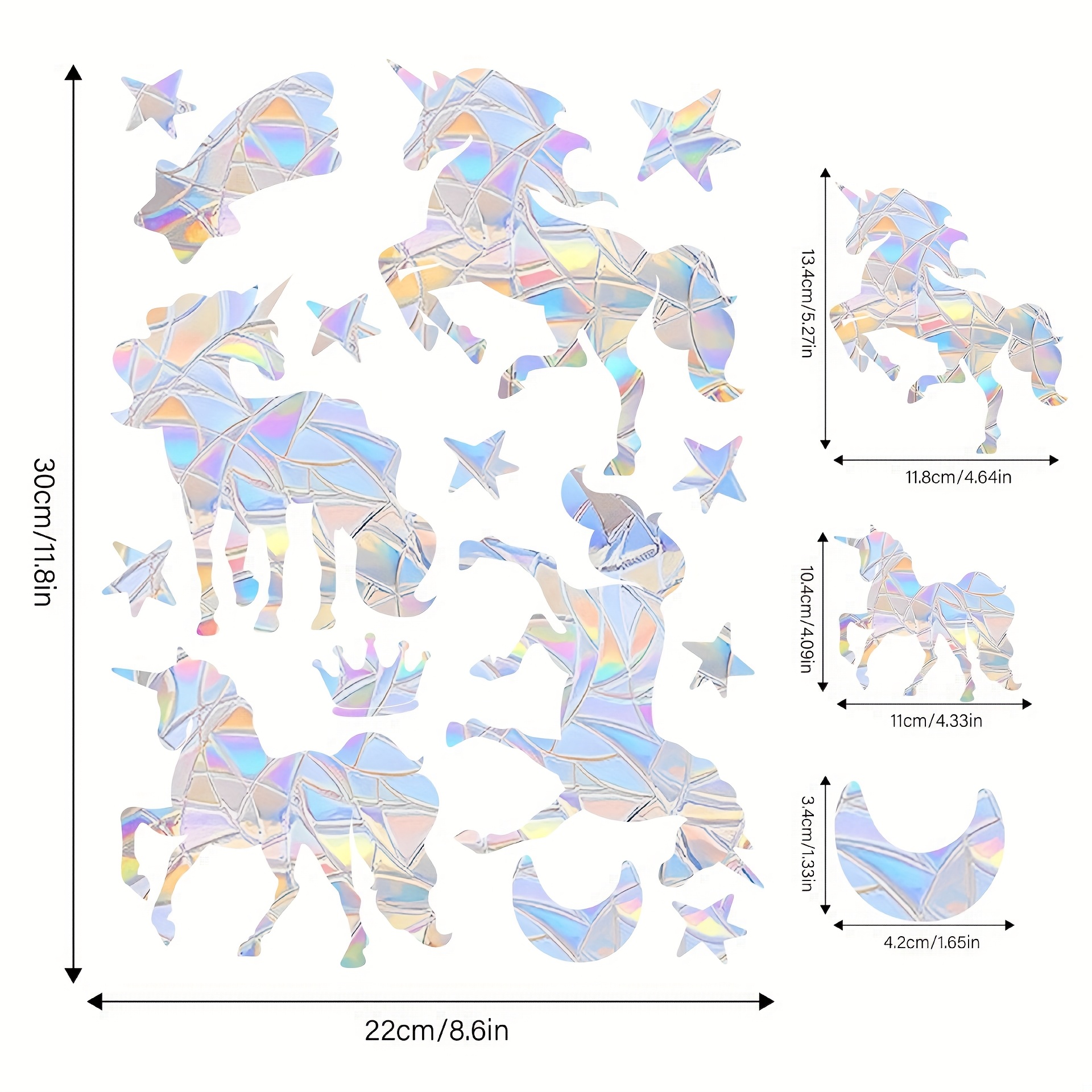 Image of A Set Of Creative Sunshine Unicorn Rainbow Prism Window Glass Stickers, Balcony Sun Electrostatic Stickers, Anti-collision Glass Stickers, Suitable For Decoration.