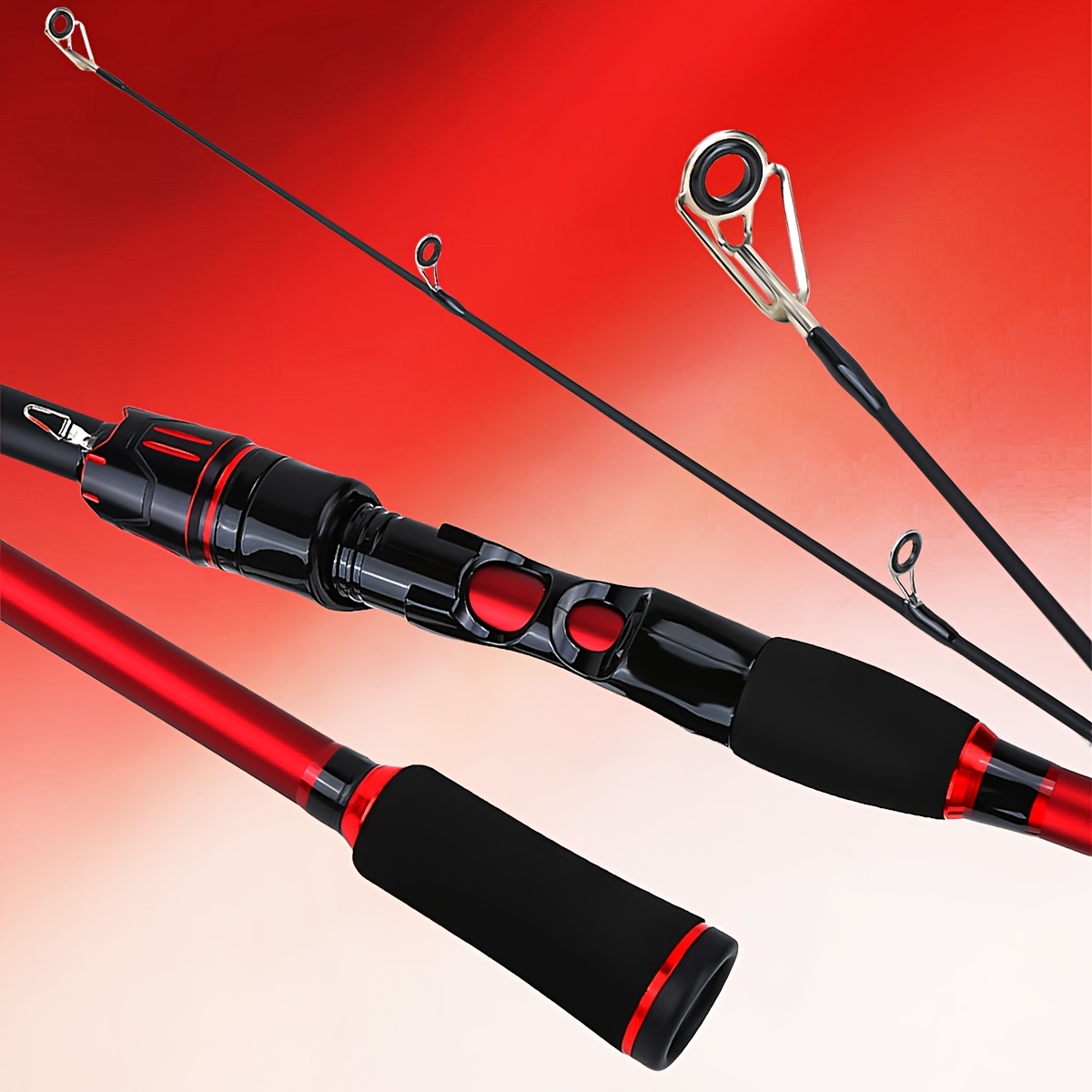 apusale 210 bocaoyuju 3 piece fishing pole black & red red black spinning fishing rod reel combo complete kit lures
