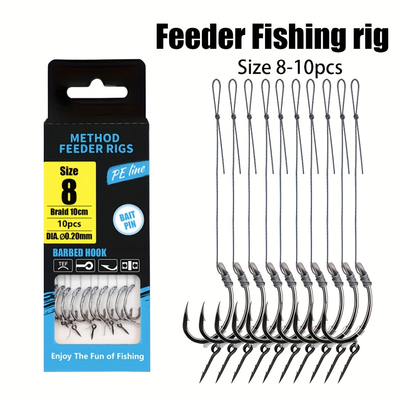 10/20/30pcs Method Feeder Fishing Rods Premium: High-strength Braided Line, Sharp Barbs (size 6-14) - Mixed Colors For Carp/