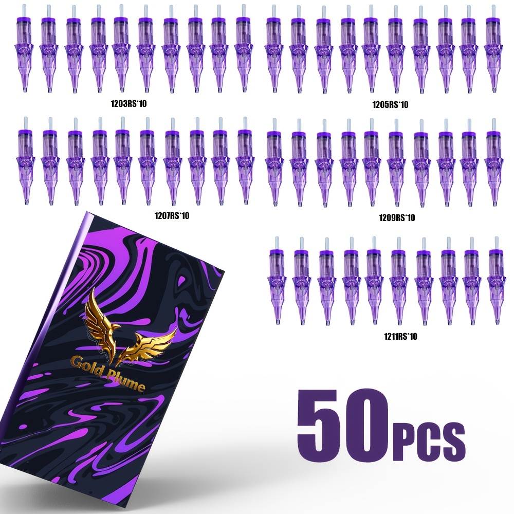 Image of Tattoo Cartridge Needles 50pcs Mixed Pack - Includes 1203rs, 1205rs, 1207rs, 1209rs, 1211rs 5 Models, Standard Sealed Packaging, Compatible With Tattoo Machines, , Tattoo Supplies, Christmas Gifts