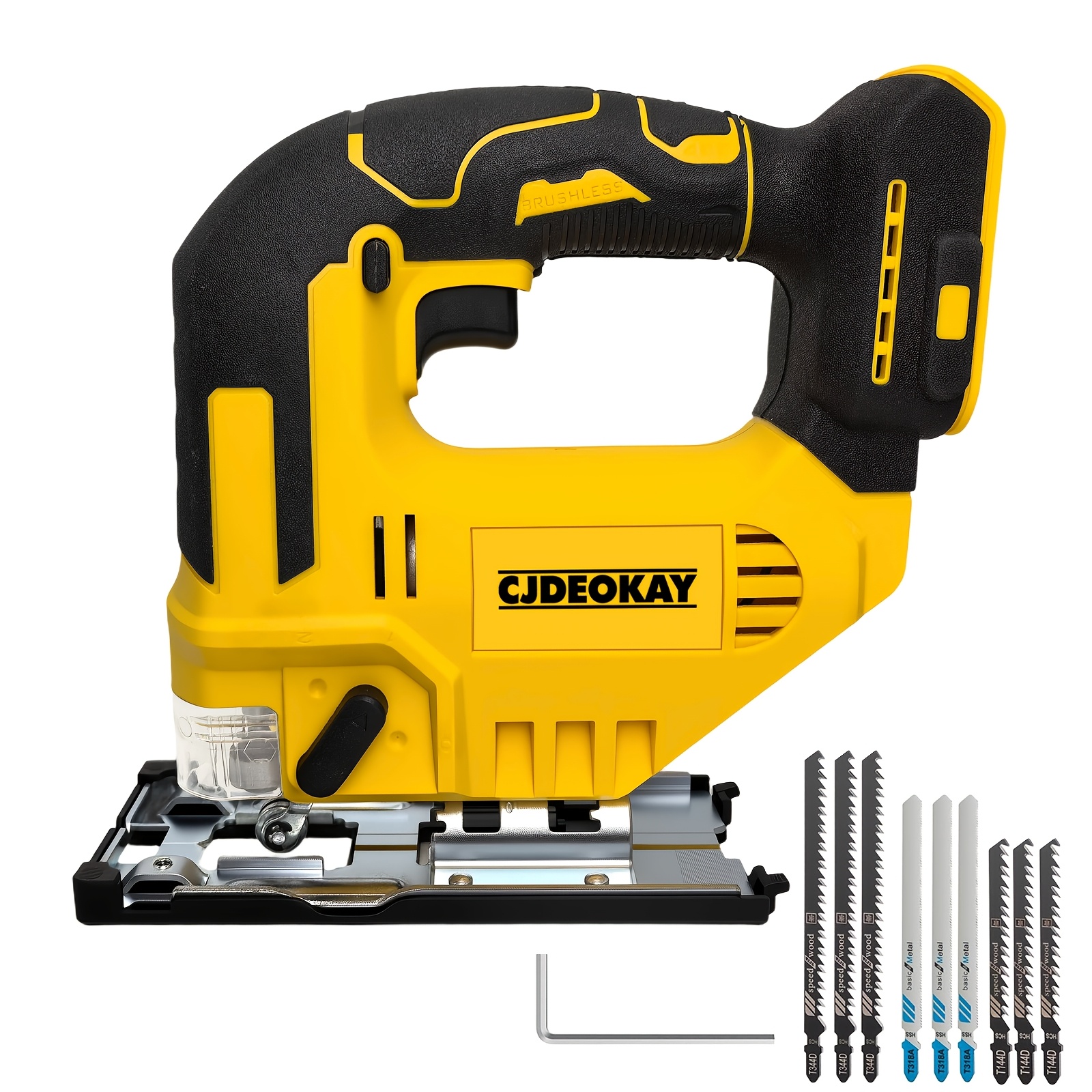 TEMU For 20v Professional Cordless Electric Jigsaw(battery Not Included), 3 Cutting (straight/ Curve/ Circular), With Safety Lock, 0°-45° Adjustment