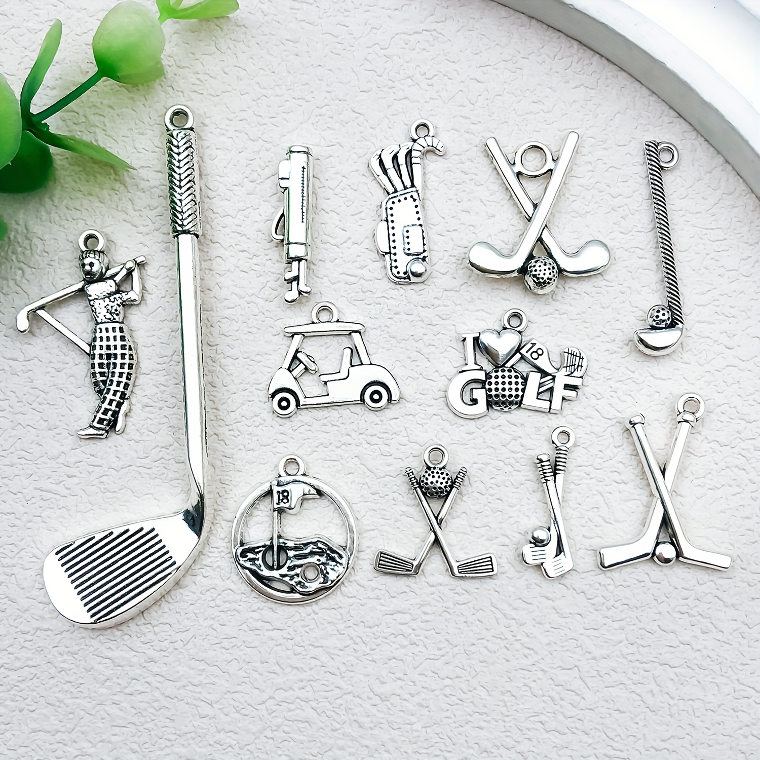 TEMU 12pcs Breloques Golf Breloque Golf en Vrac Club de Sport Pendentifs de Sport pour la Fabrication de Bijoux Golfe Boucles d'Oreilles Collier