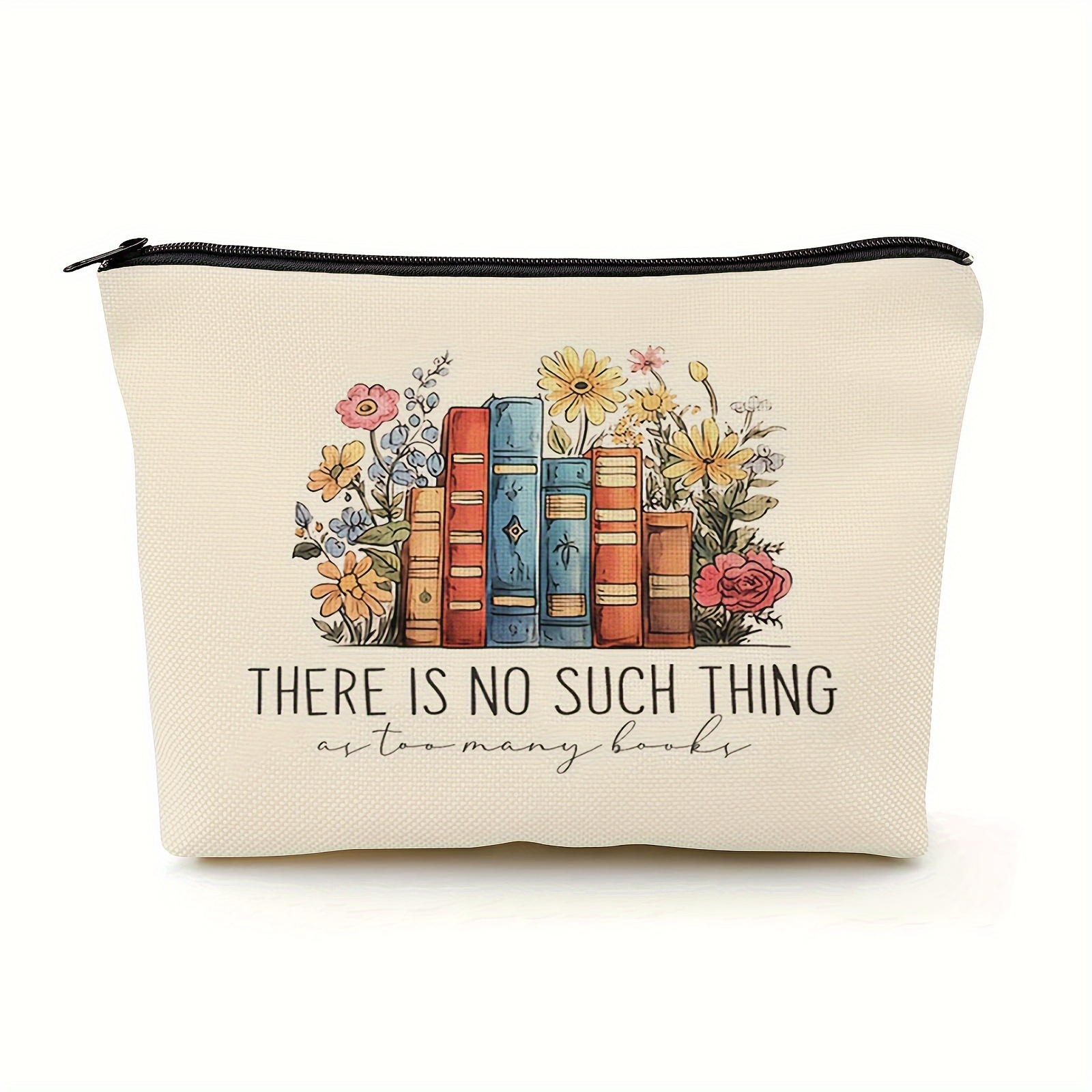 

Book-themed Makeup Bag For Women, Vintage Books & Floral Design Cosmetic Travel Pouch, Durable Portable Toiletry Organizer, Perfect Librarian Or Book Lover Gift For Christmas Or Birthday