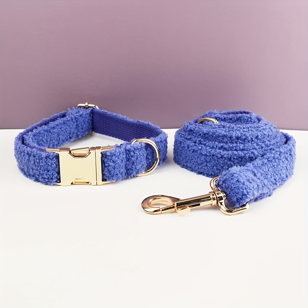 Personalized Teddy Velvet Dog Collar and Leash Set