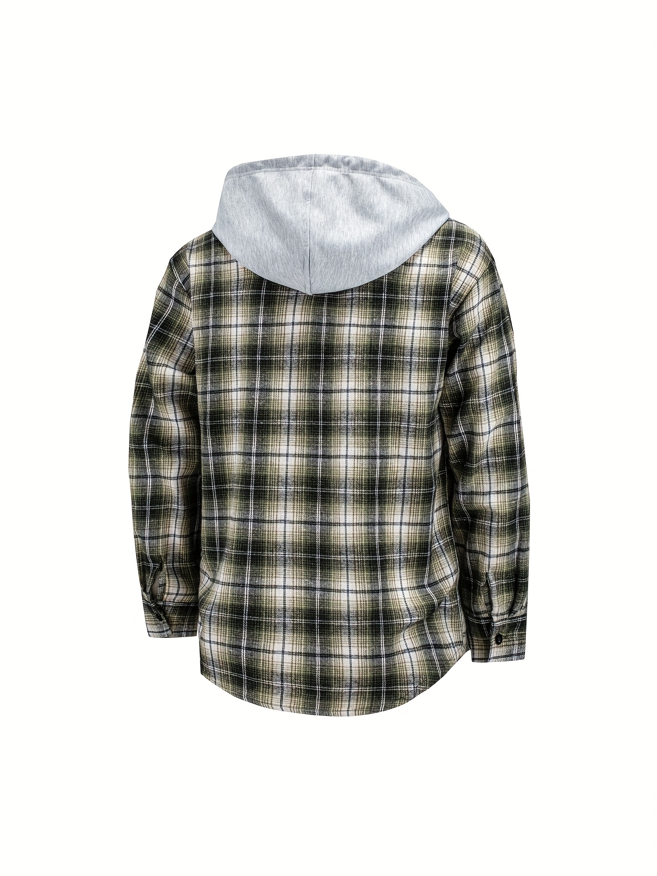 New Men'S Spring And Autumn Hooded Shirt Casual Jacket, Buttoned Plaid Top, Lightweight Outdoor Casual Sportswear for Men, Stylish Everyday Outfit with Pockets
